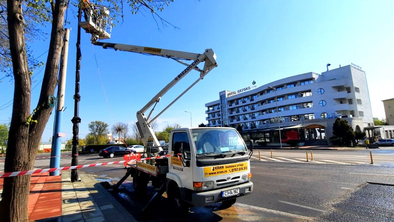 Light Pole Installation using a Truck-Mounted Boom Lift