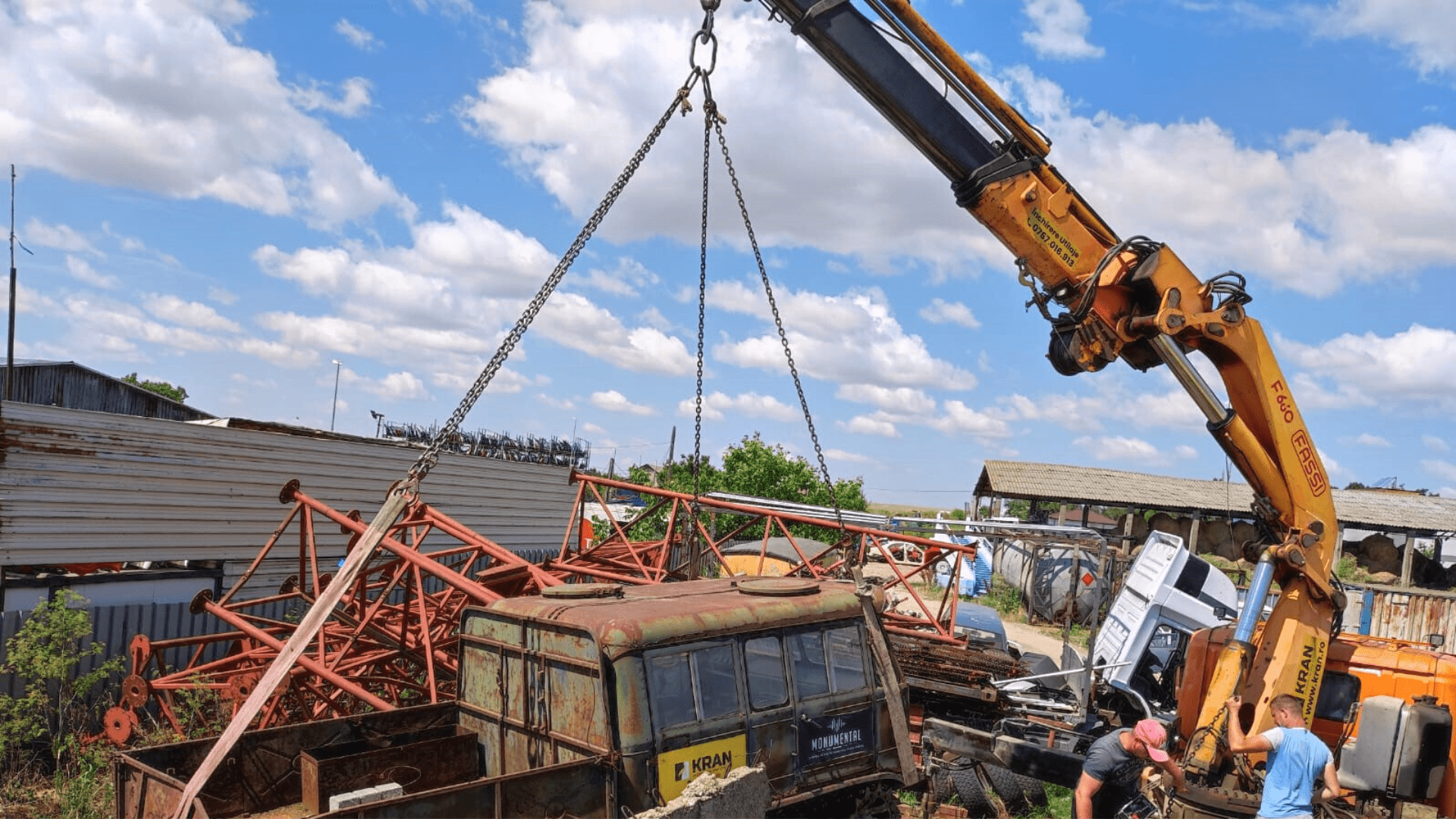 Lifting and Transporting Scrap Vehicles using a Truck Crane